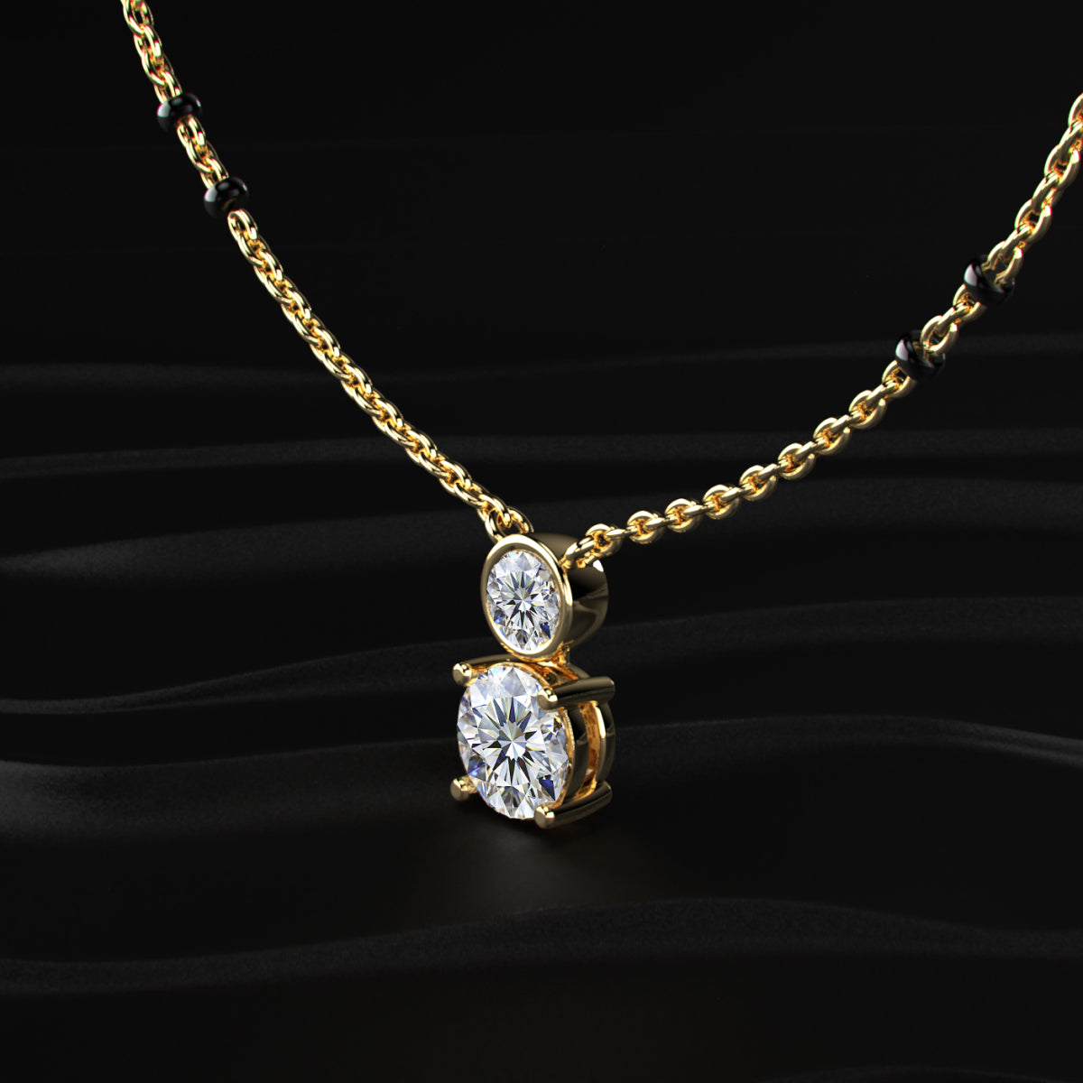 Round Shape Two Diamond Mangalsutra | Earthly Jewels