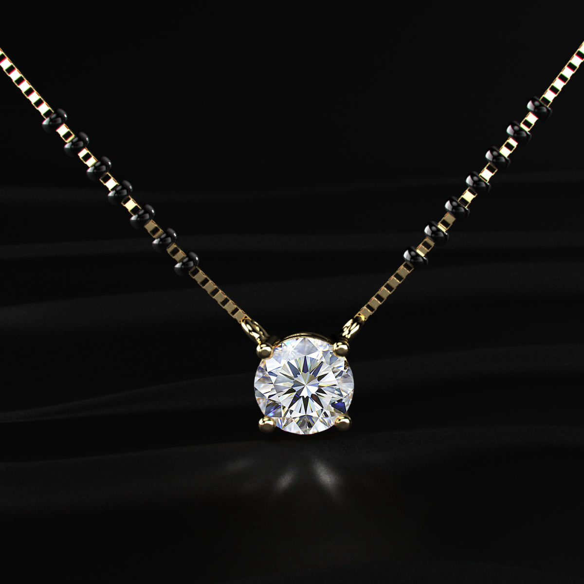 Round Diamond Solitaire Mangalsutra