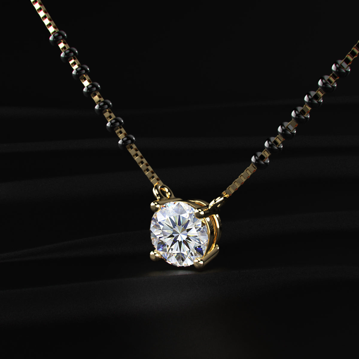 Round Diamond Solitaire Mangalsutra | Earthly Jewels