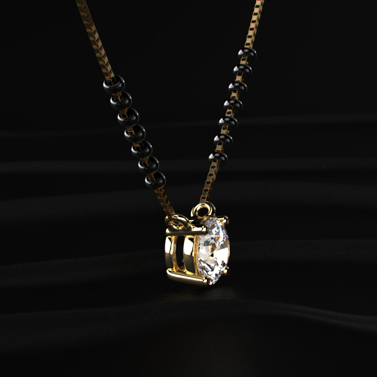 Round Diamond Solitaire Mangalsutra | Earthly Jewels