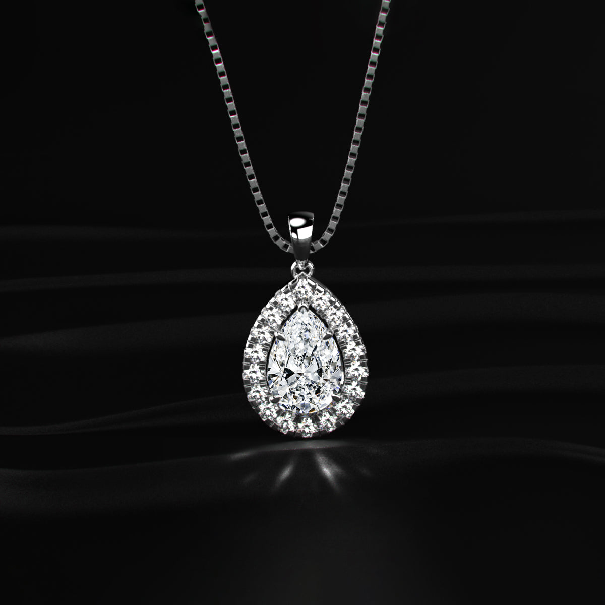 Pear Diamond Halo Pendant | Earthly Jewels