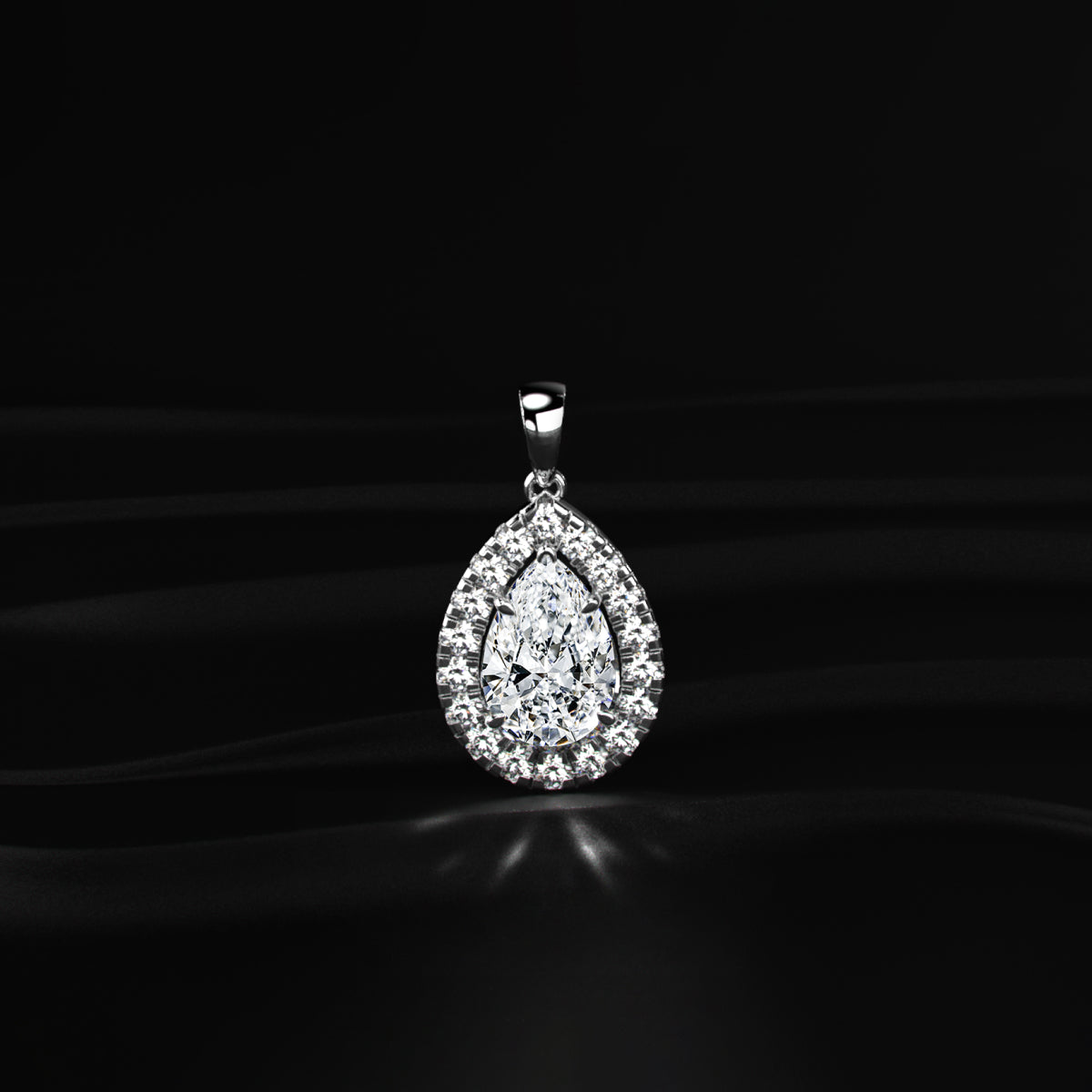Pear Diamond Halo Pendant | Earthly Jewels