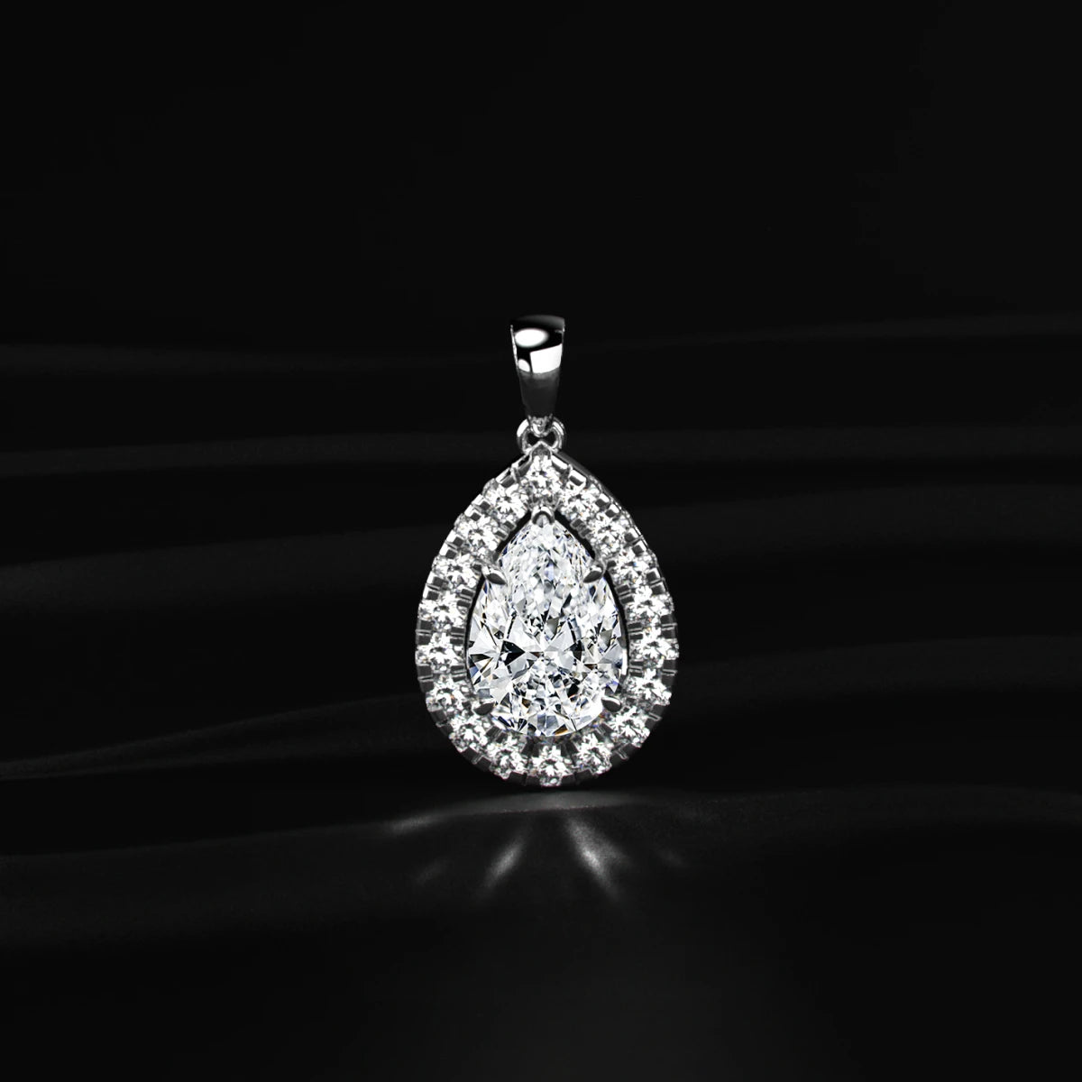 Pear Diamond Halo Pendant | Earthly Jewels