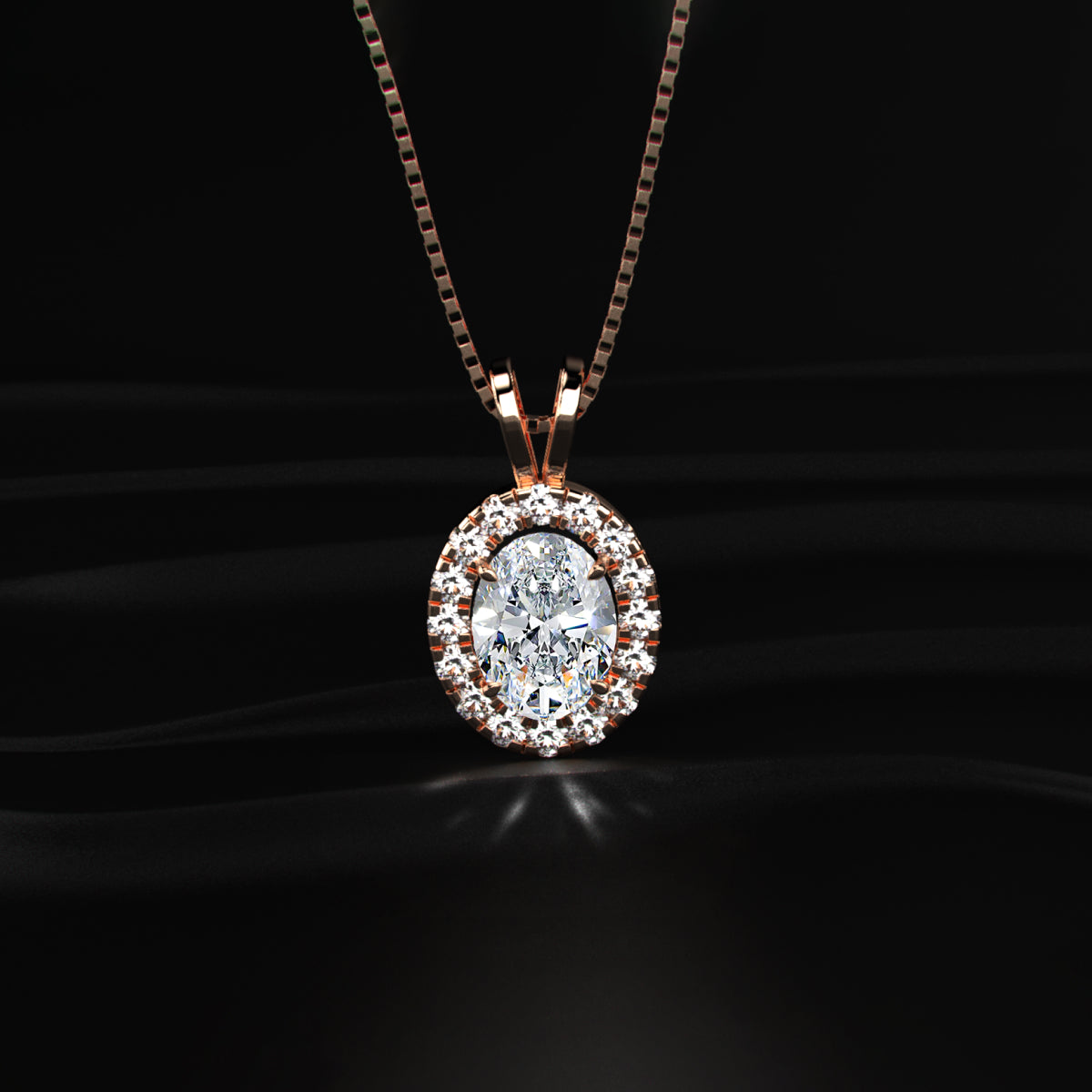 Oval Diamond Halo Pendant | Earthly Jewels
