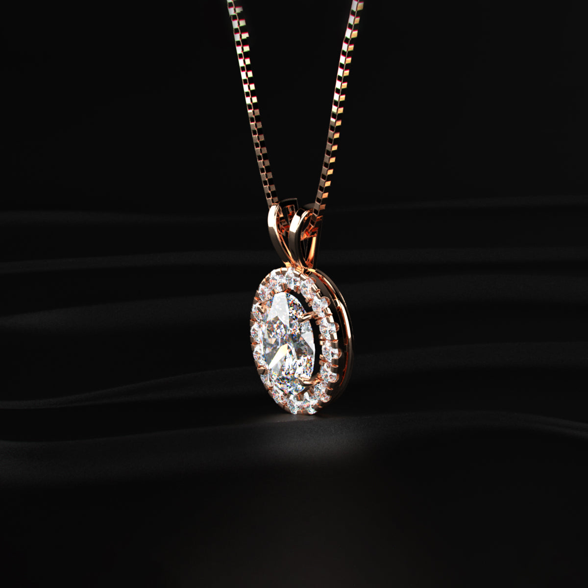 Oval Diamond Halo Pendant | Earthly Jewels