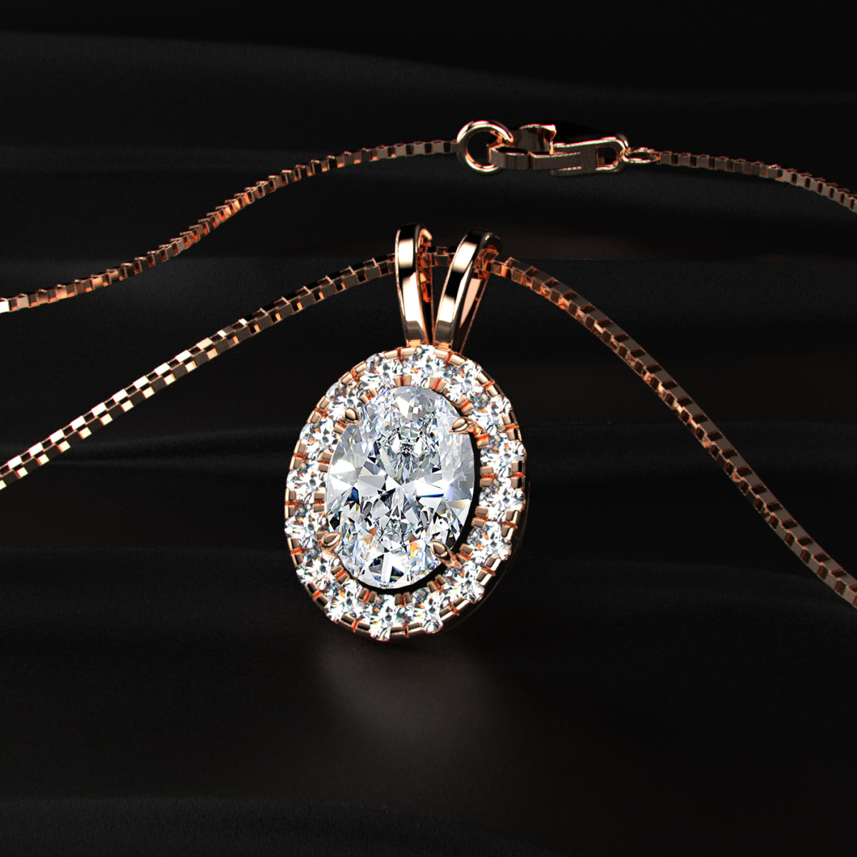 Oval Diamond Halo Pendant | Earthly Jewels