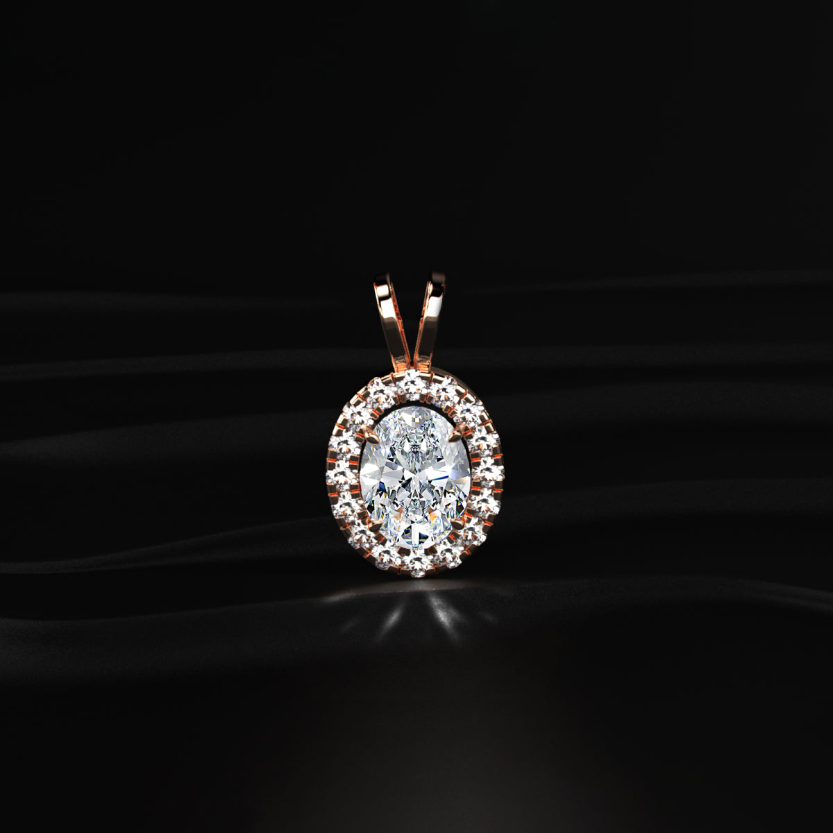 Oval Diamond Halo Pendant | Earthly Jewels