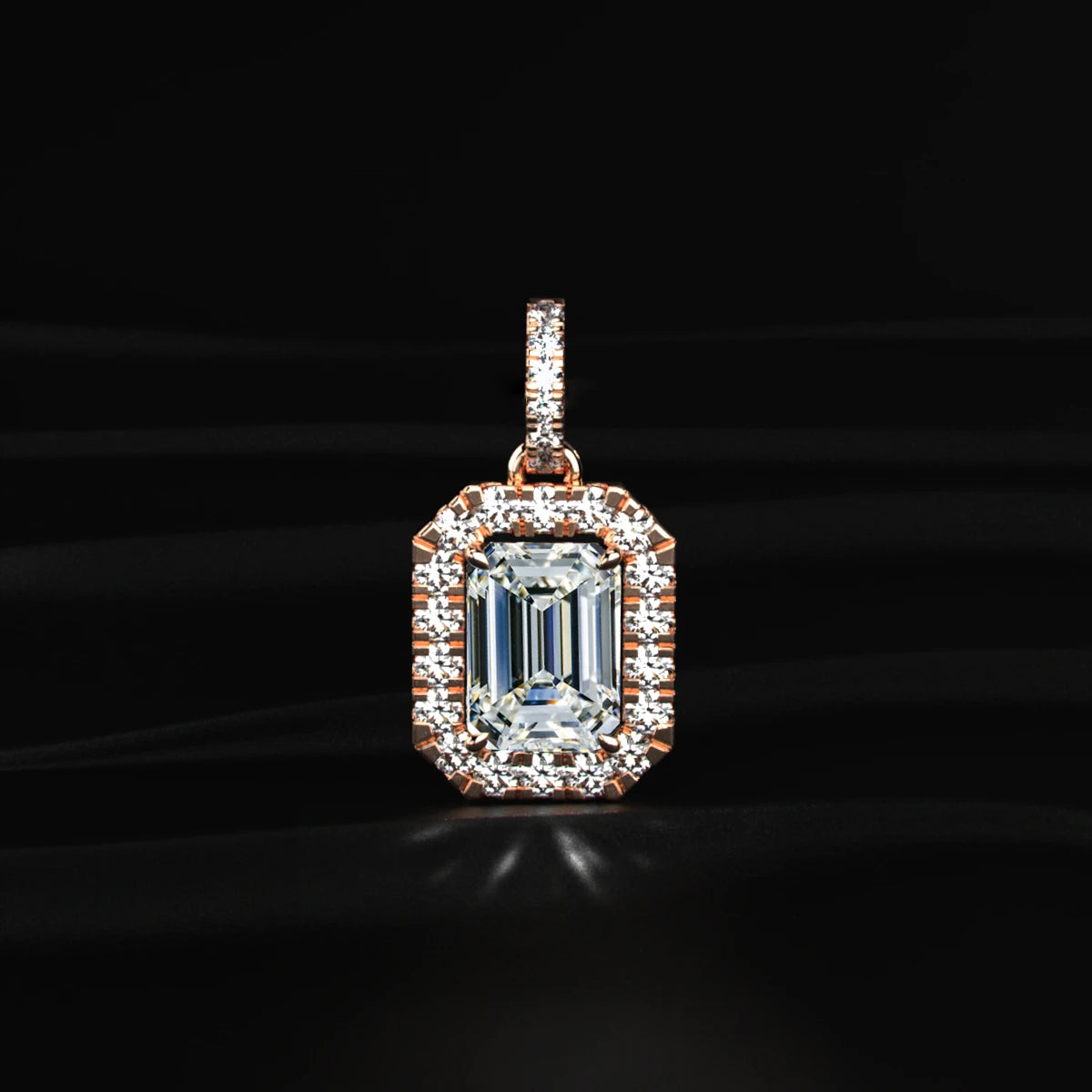 Emerald Diamond Halo Pendant | Earthly Jewels
