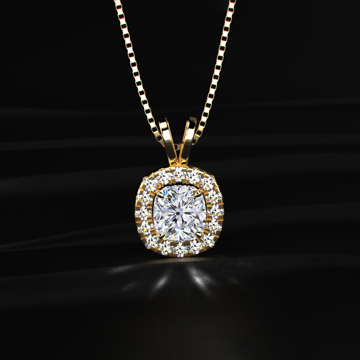 Cushion Diamond Halo Pendant | Earthly Jewels