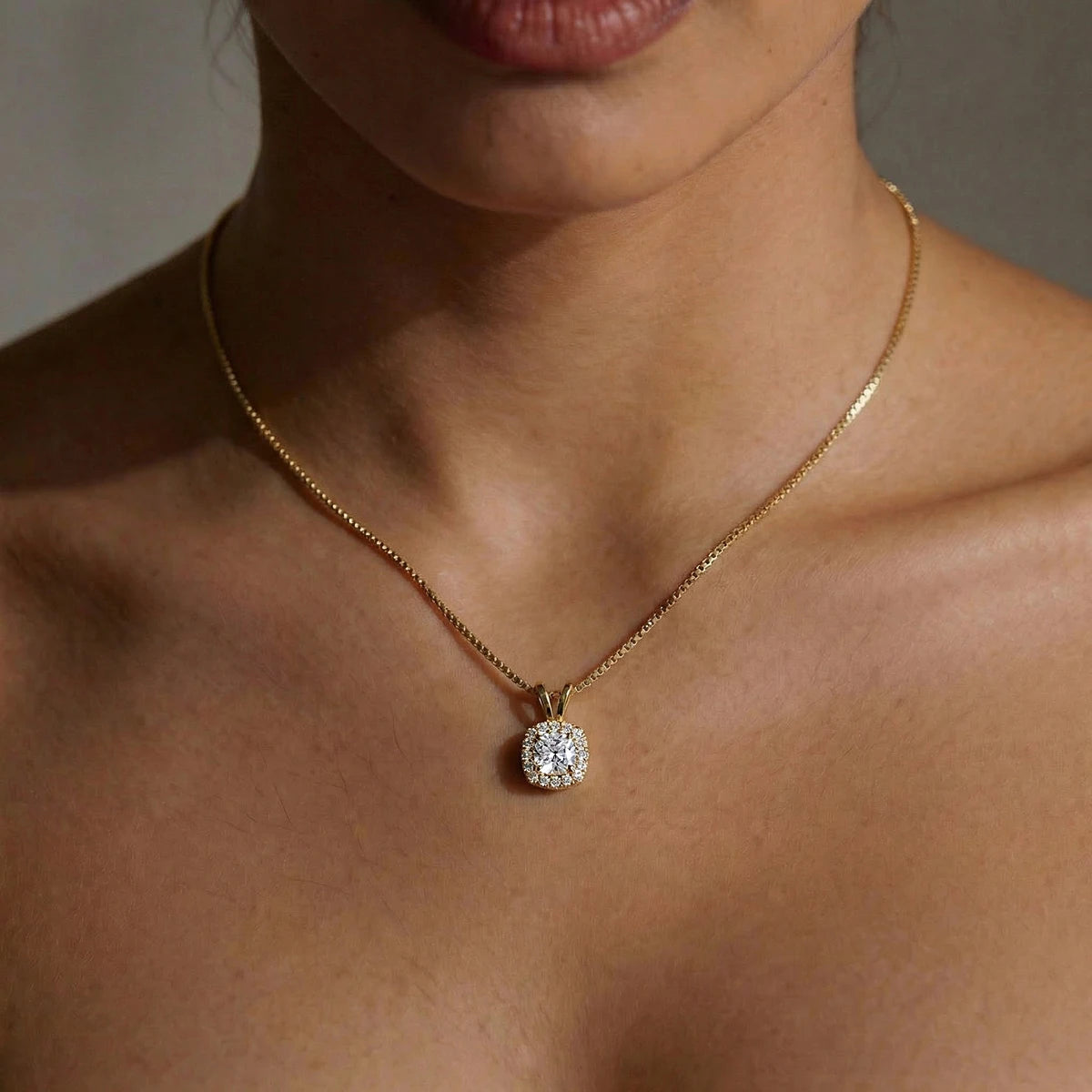 Cushion Diamond Halo Pendant | Earthly Jewels