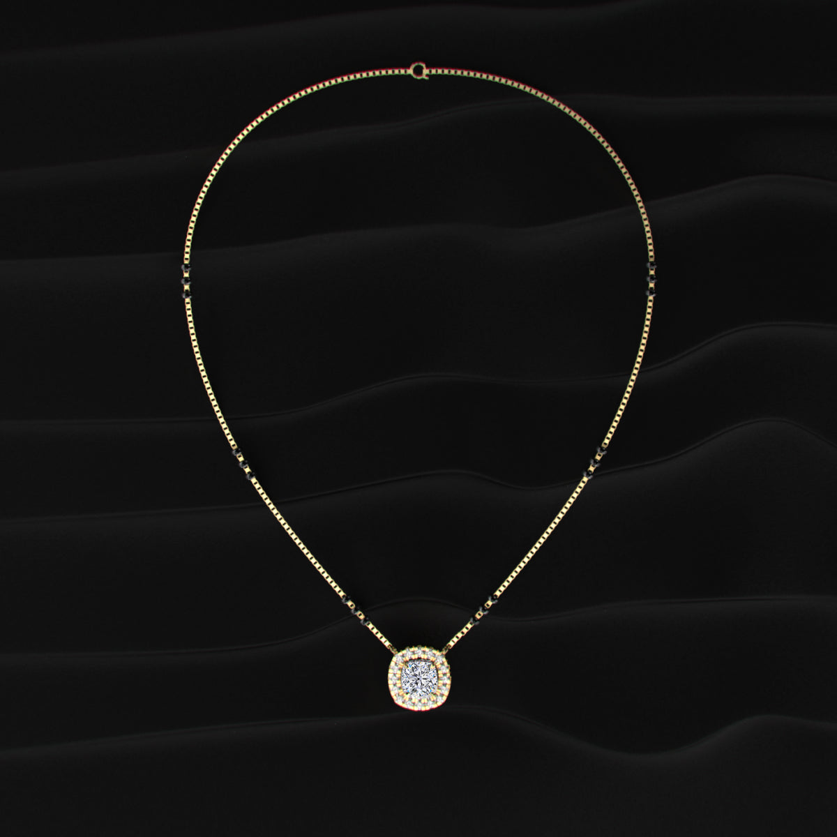 Cushion Diamond Halo Mangalsutra