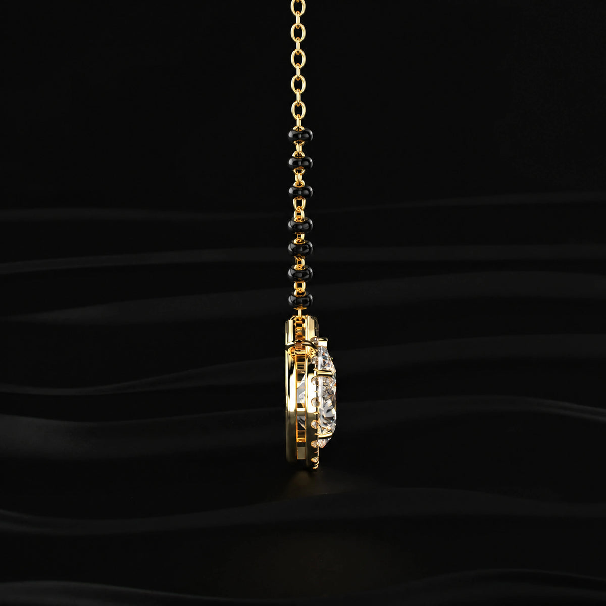 Pear Diamond Halo Mangalsutra | Earthly Jewels