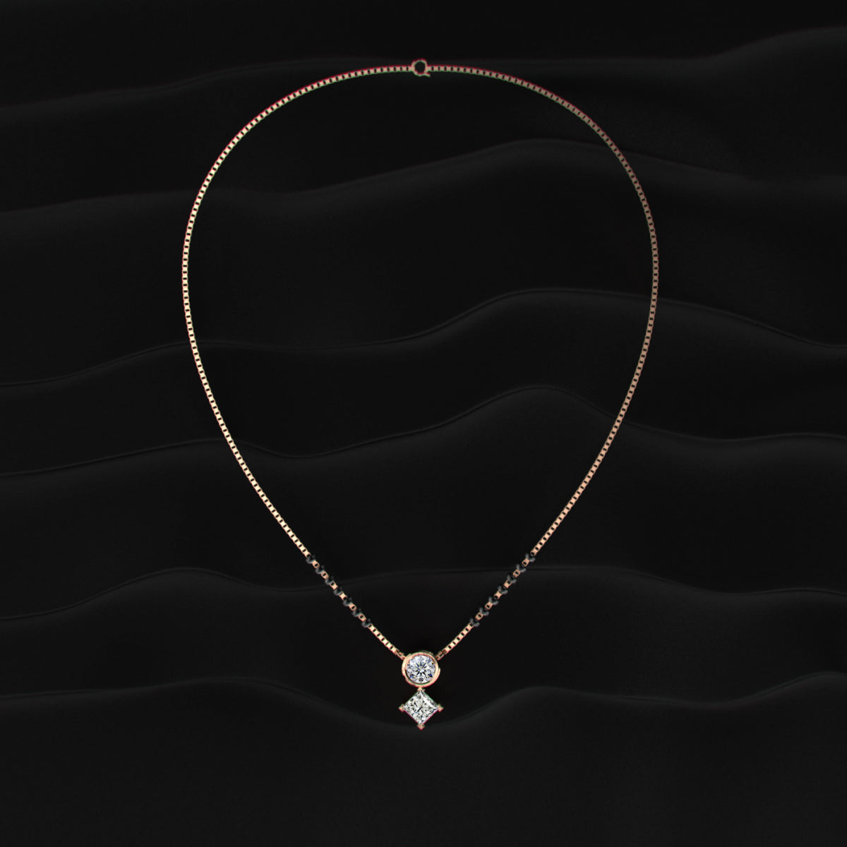 Round And Princess Duo Diamond Mangalsutra