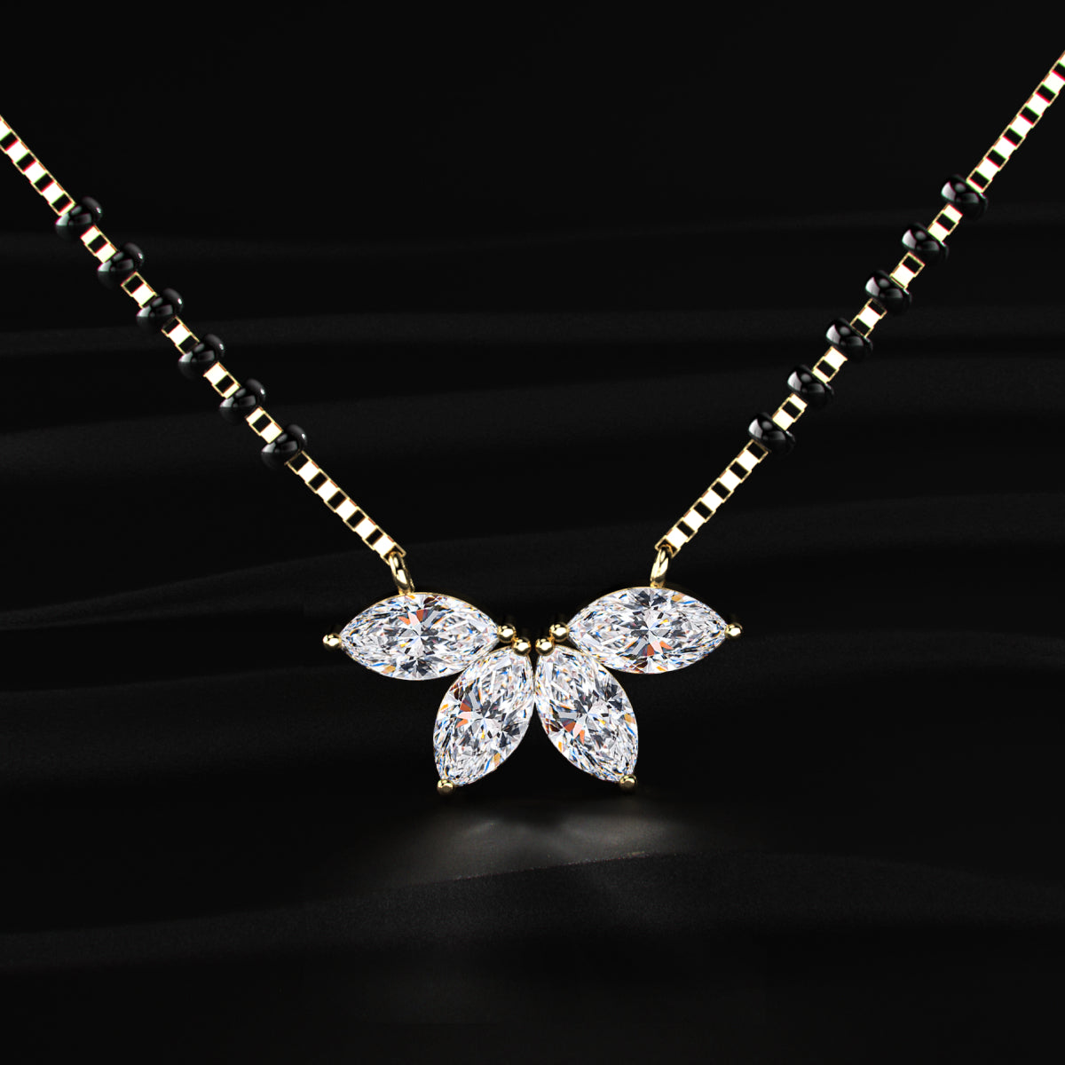 Marquise Diamond Half Flower Mangalsutra | Earthly Jewels