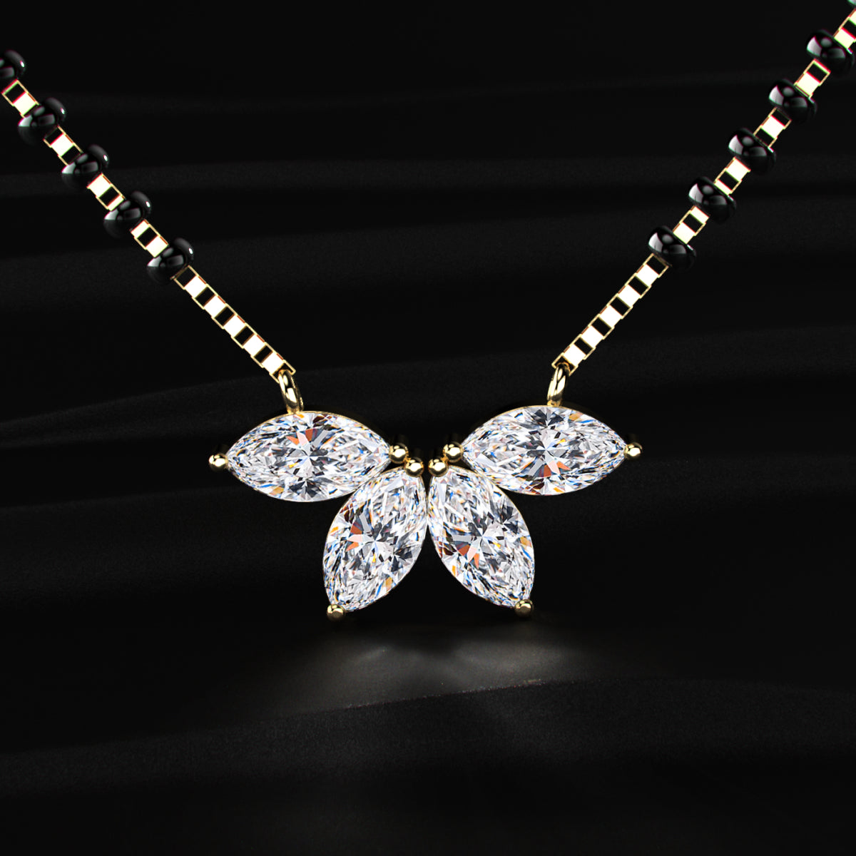Marquise Diamond Half Flower Mangalsutra | Earthly Jewels