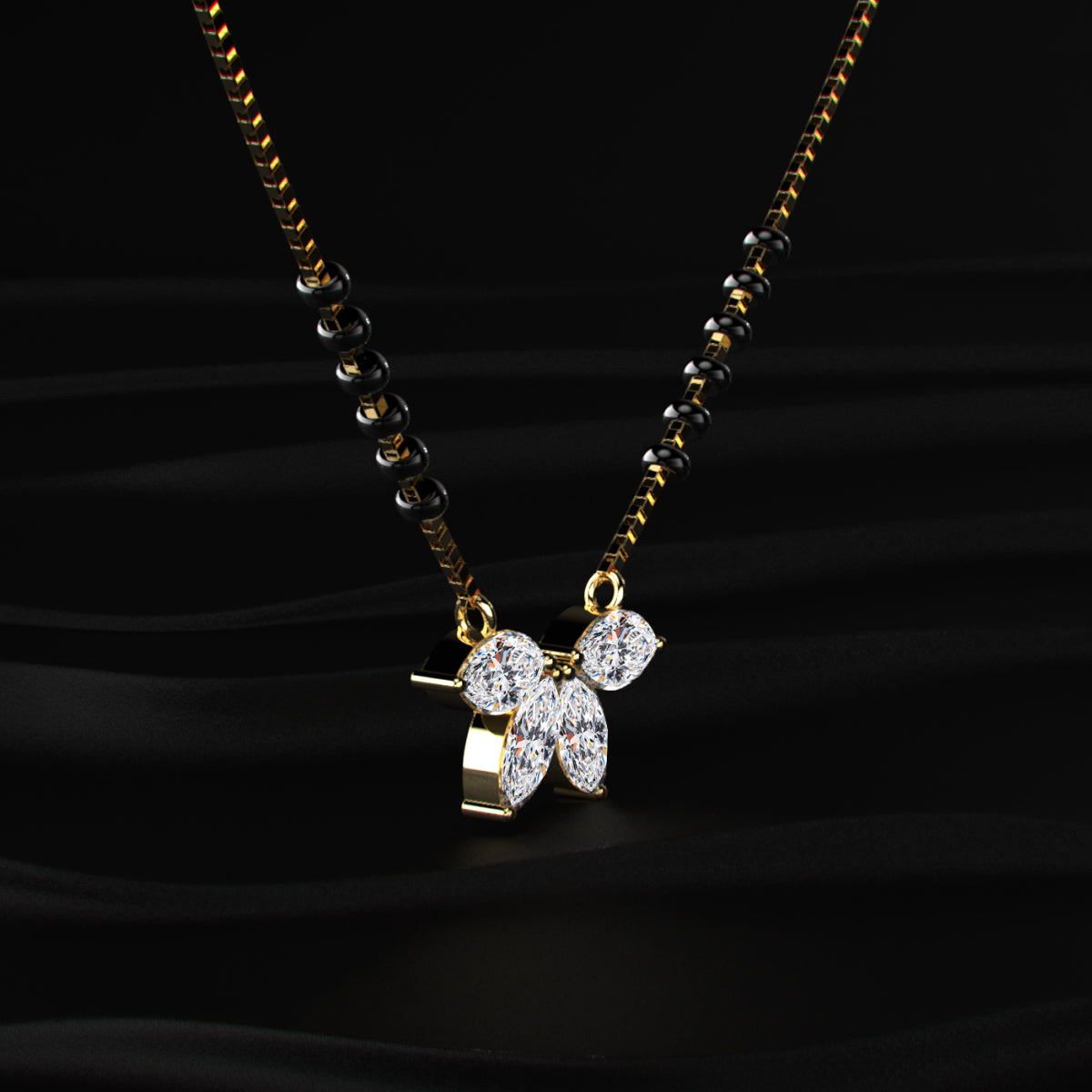Marquise Diamond Half Flower Mangalsutra | Earthly Jewels