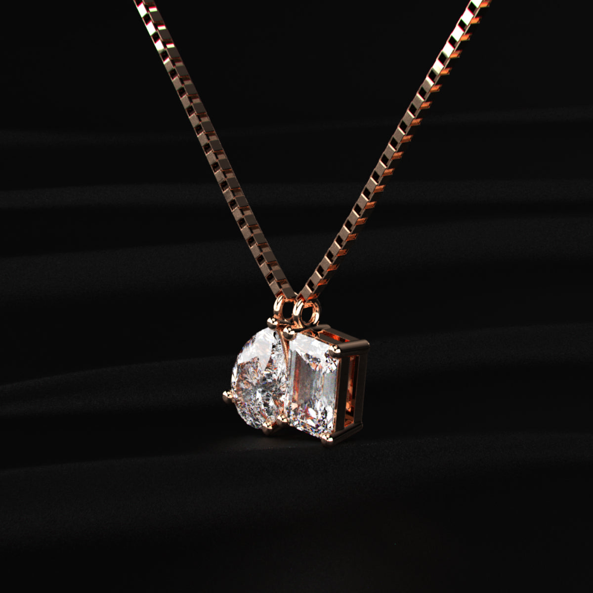 Emerald Pear Toi Et Moi Necklace | Earthly Jewels