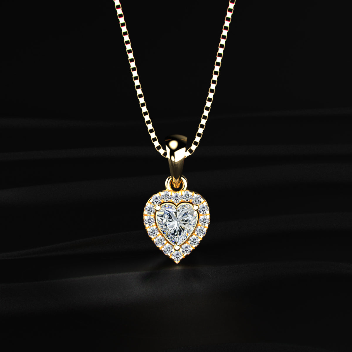 Heart Shaped Diamond Halo Pendant