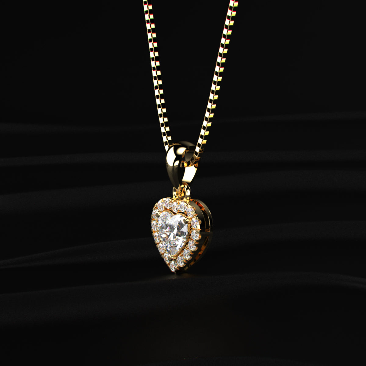 Heart Shaped Diamond Halo Pendant