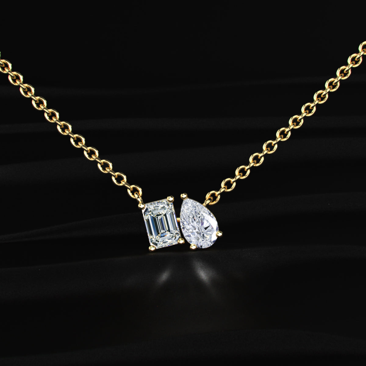 Toi Et Moi Emerald And Pear Necklace | Earthly Jewels