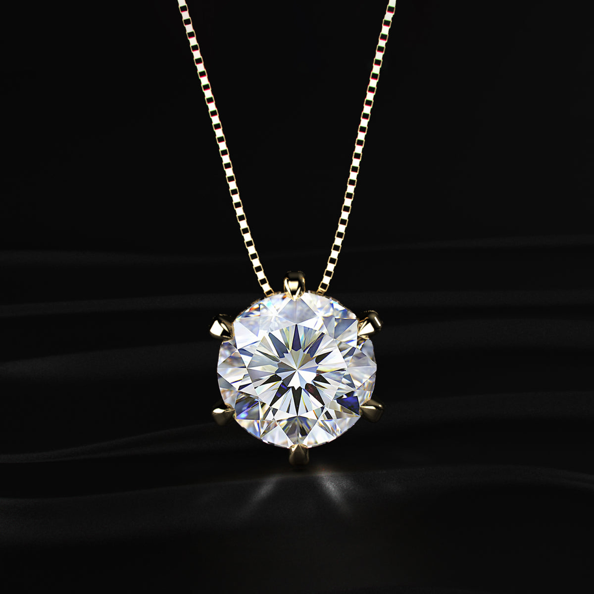 5Ct Round Solitaire Diamond Pendant With Hidden Halo | Earthly Jewels