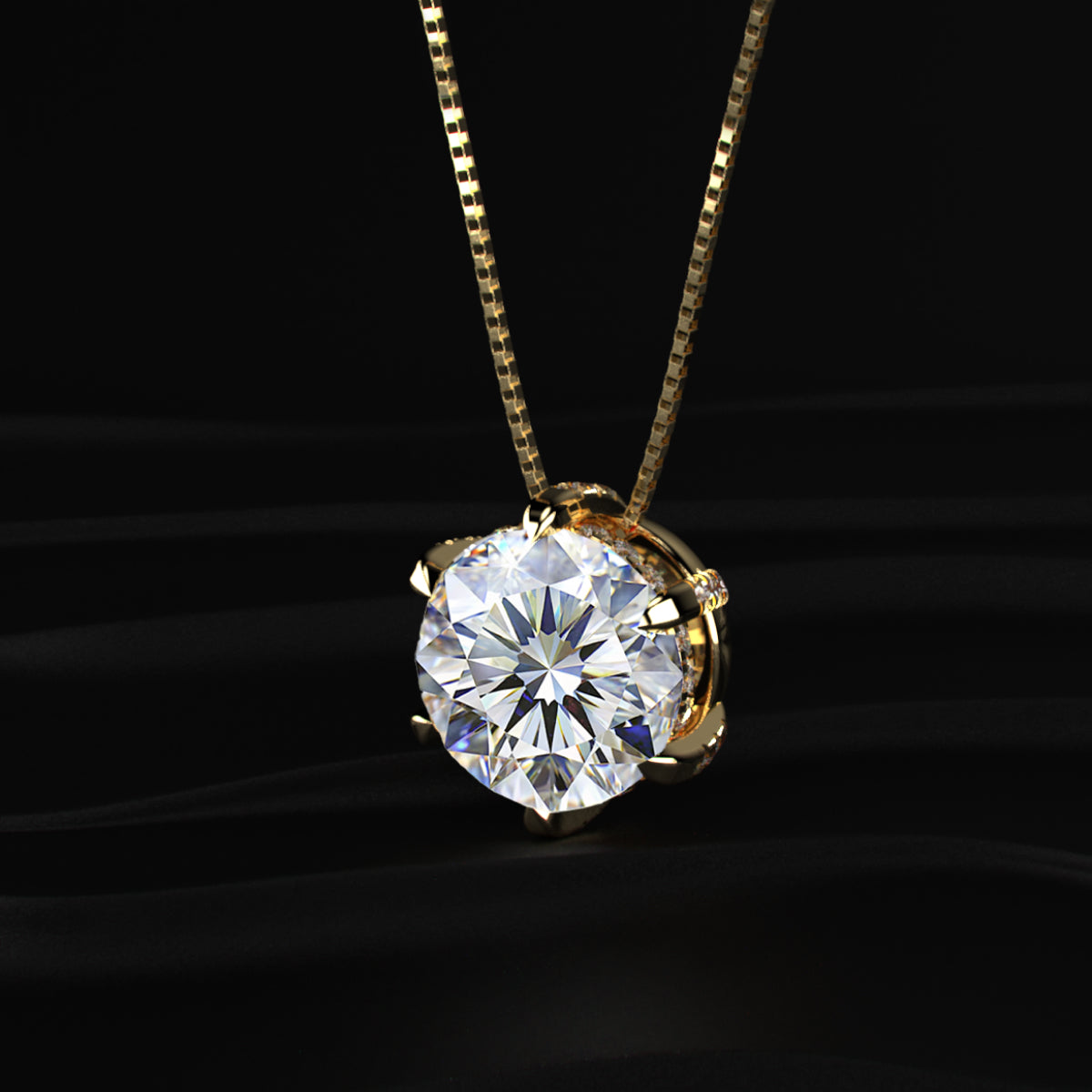 5Ct Round Solitaire Diamond Pendant With Hidden Halo | Earthly Jewels