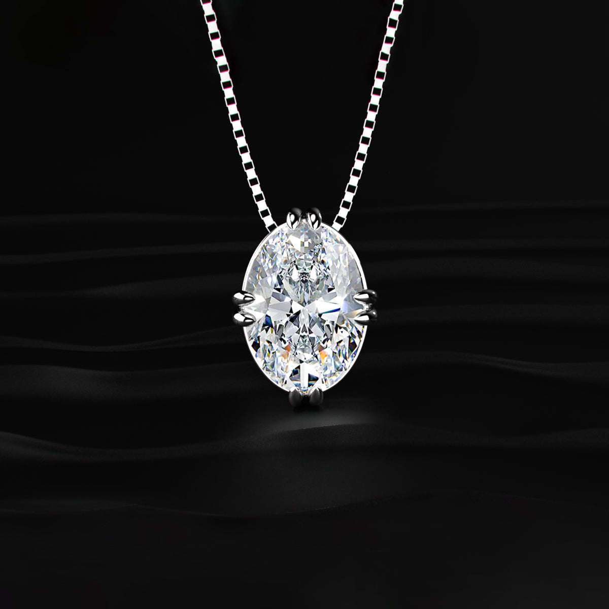 10 Ct Oval Solitaire Pendant With Hidden Halo
