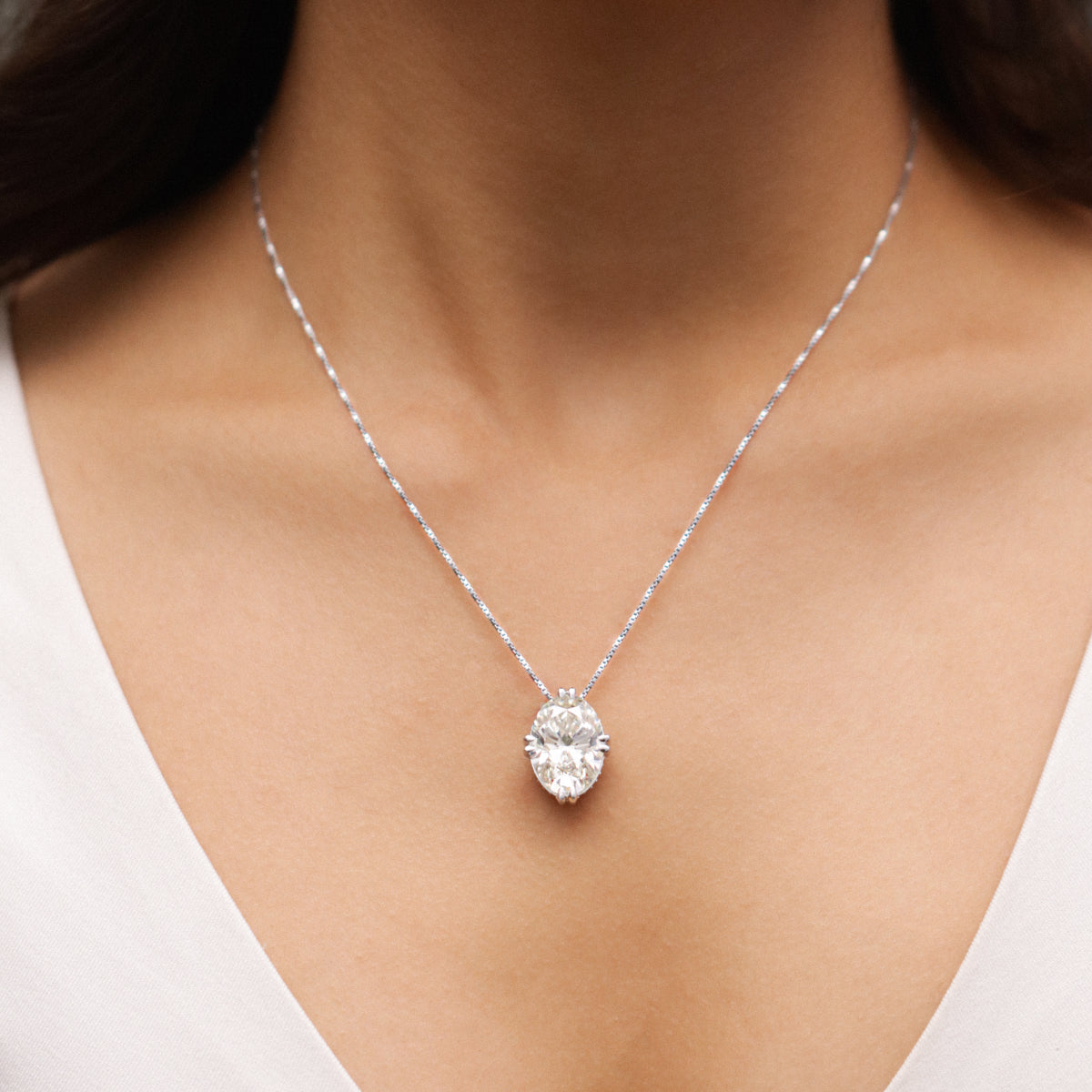 10 Ct Oval Solitaire Pendant With Hidden Halo | Earthly Jewels