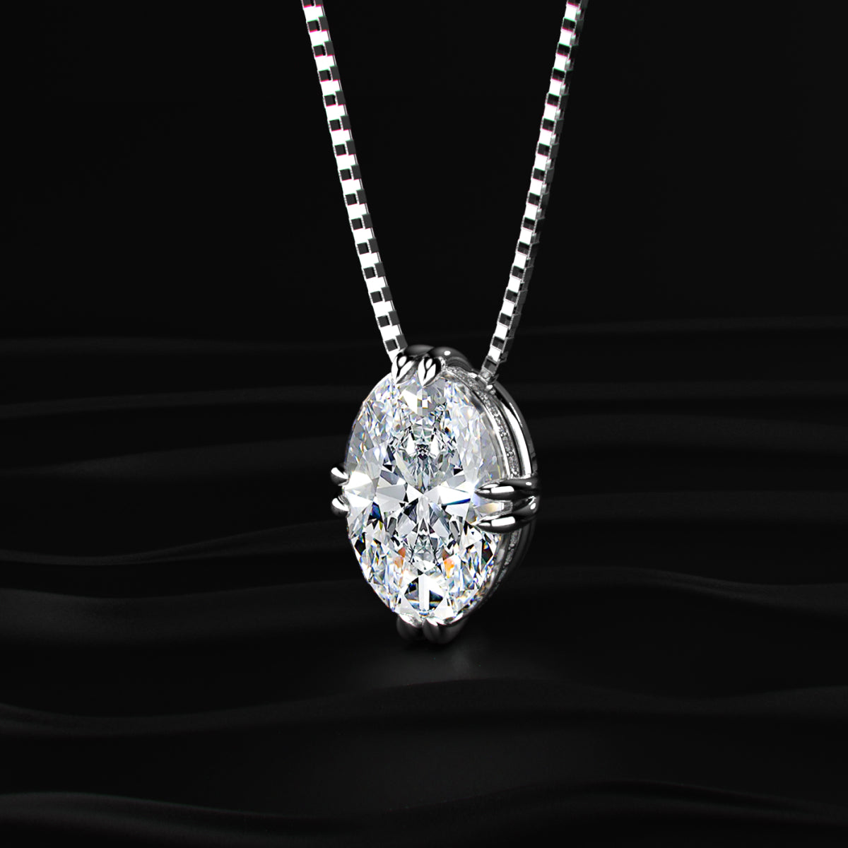 10 Ct Oval Solitaire Pendant With Hidden Halo