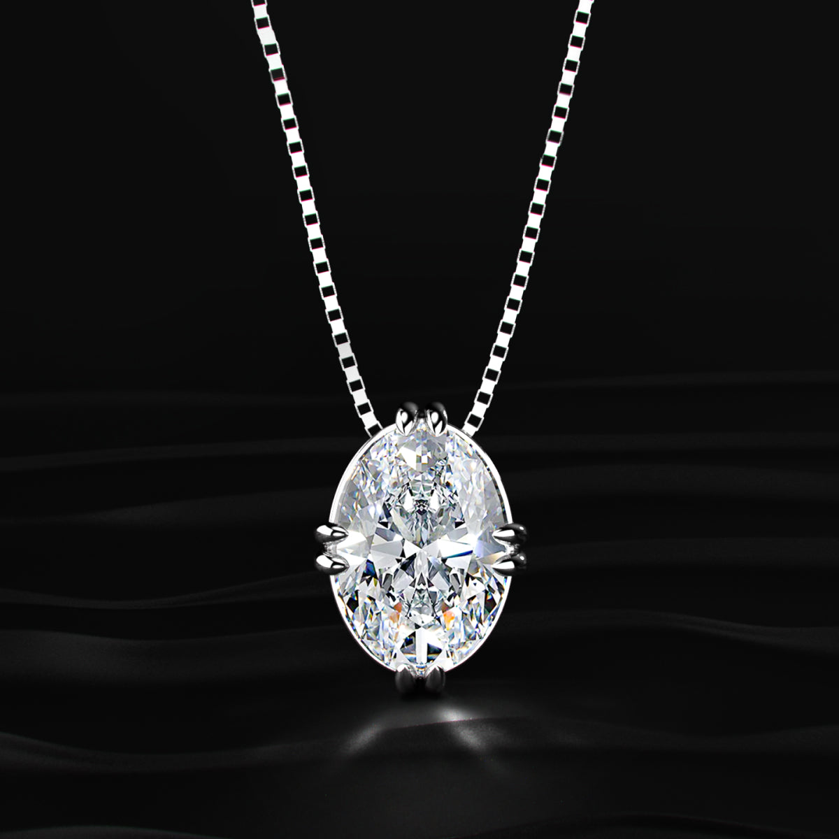 10 Ct Oval Solitaire Pendant With Hidden Halo | Earthly Jewels