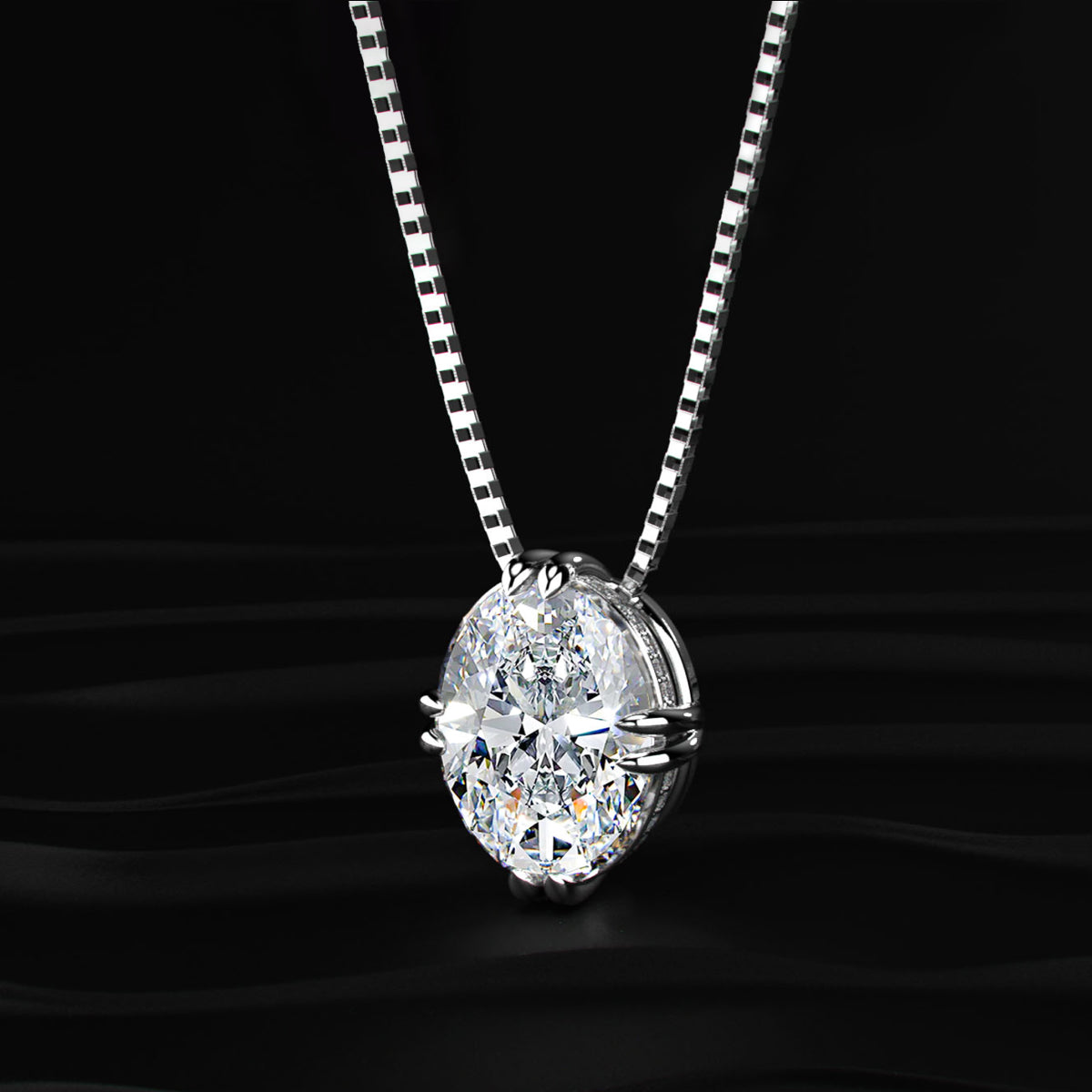 10 Ct Oval Solitaire Pendant With Hidden Halo | Earthly Jewels