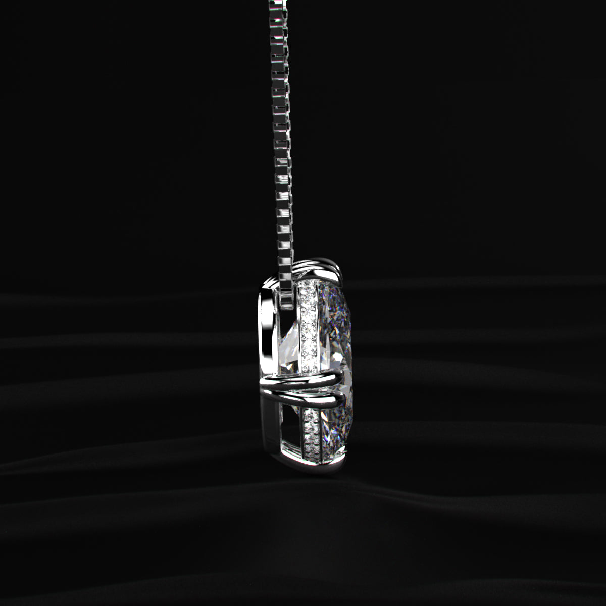 10 Ct Oval Solitaire Pendant With Hidden Halo | Earthly Jewels