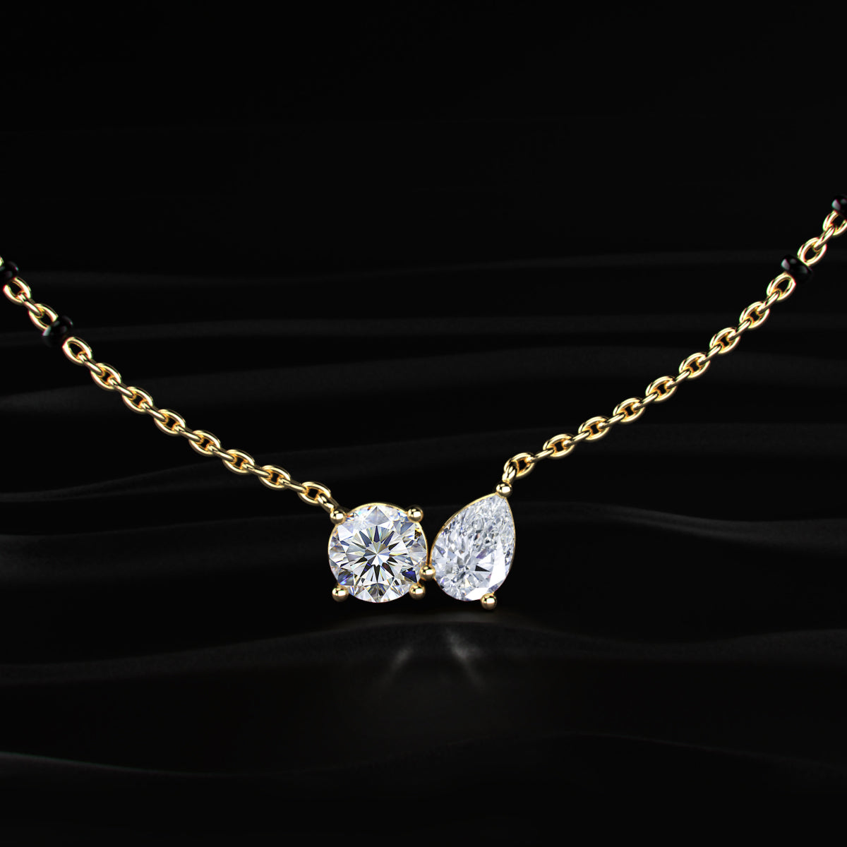Round & Pear Toi-Et-Moi Mangalsutra | Earthly Jewels