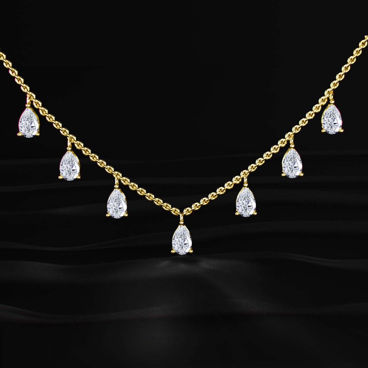 Pear Diamond Station Drop Necklace | Earthly Jewels