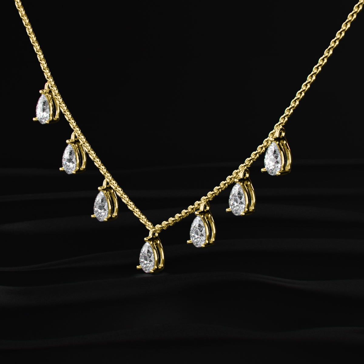Pear Diamond Station Drop Necklace | Earthly Jewels