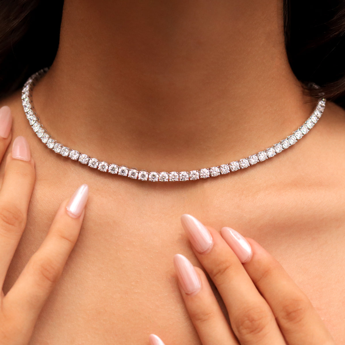 Round Diamond Tennis Necklace | Earthly Jewels