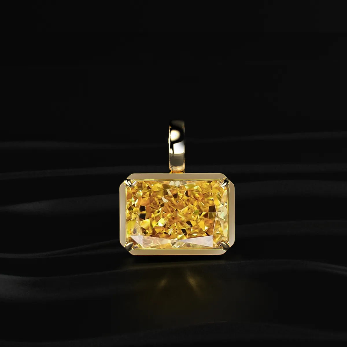 Yellow Radiant Cut Solitaire Bezel Pendant | Earthly jewels