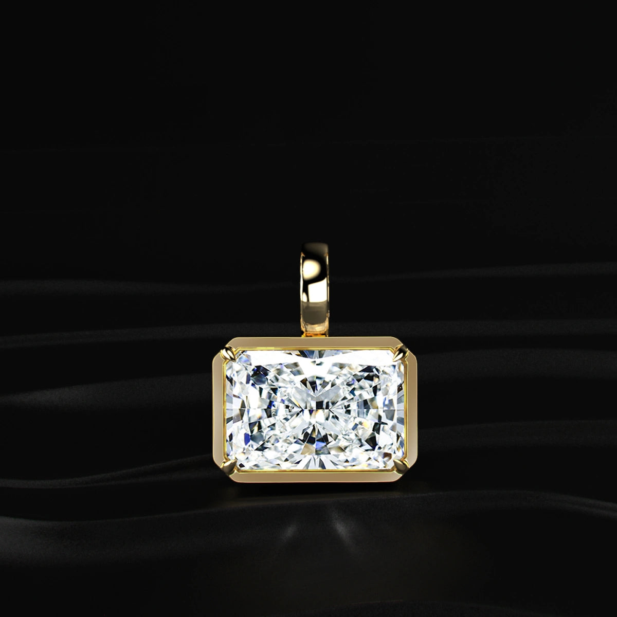Yellow Radiant Cut Solitaire Bezel Pendant | Earthly jewels