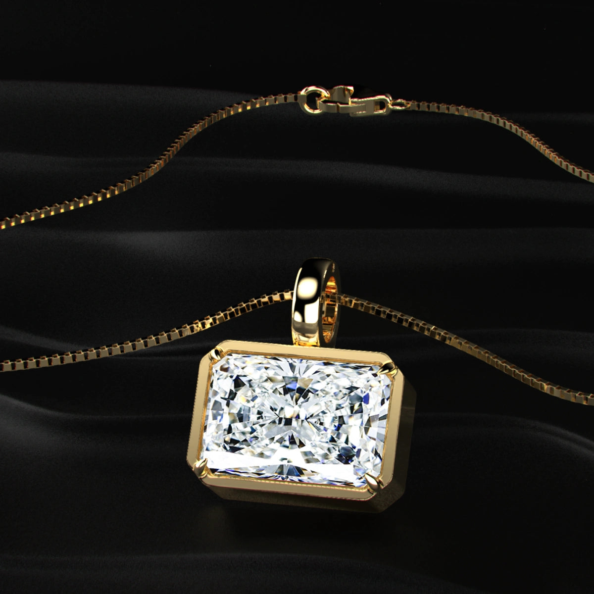 Yellow Radiant Cut Solitaire Bezel Pendant | Earthly jewels