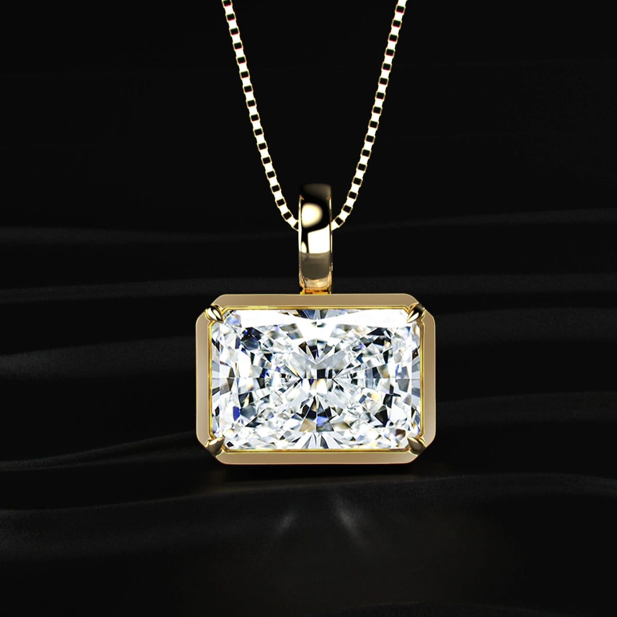 Yellow Radiant Cut Solitaire Bezel Pendant | Earthly jewels