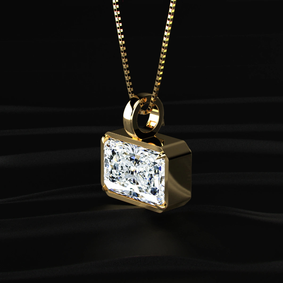 Yellow Radiant Cut Solitaire Bezel Pendant | Earthly jewels