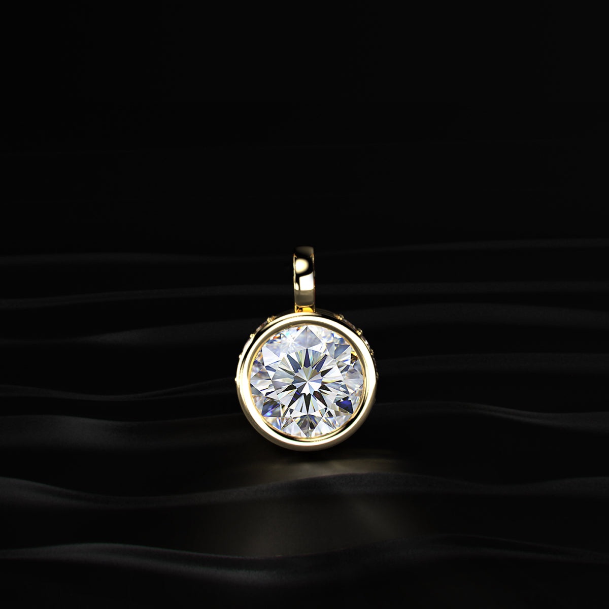 Round Solitaire Bezel Pendent With Hidden Halo | Earthly Jewels