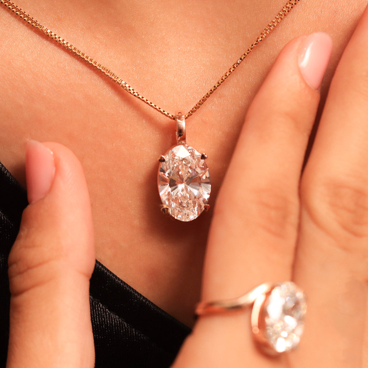 Oval Diamond Solitaire Pendant | Earthly Jewels