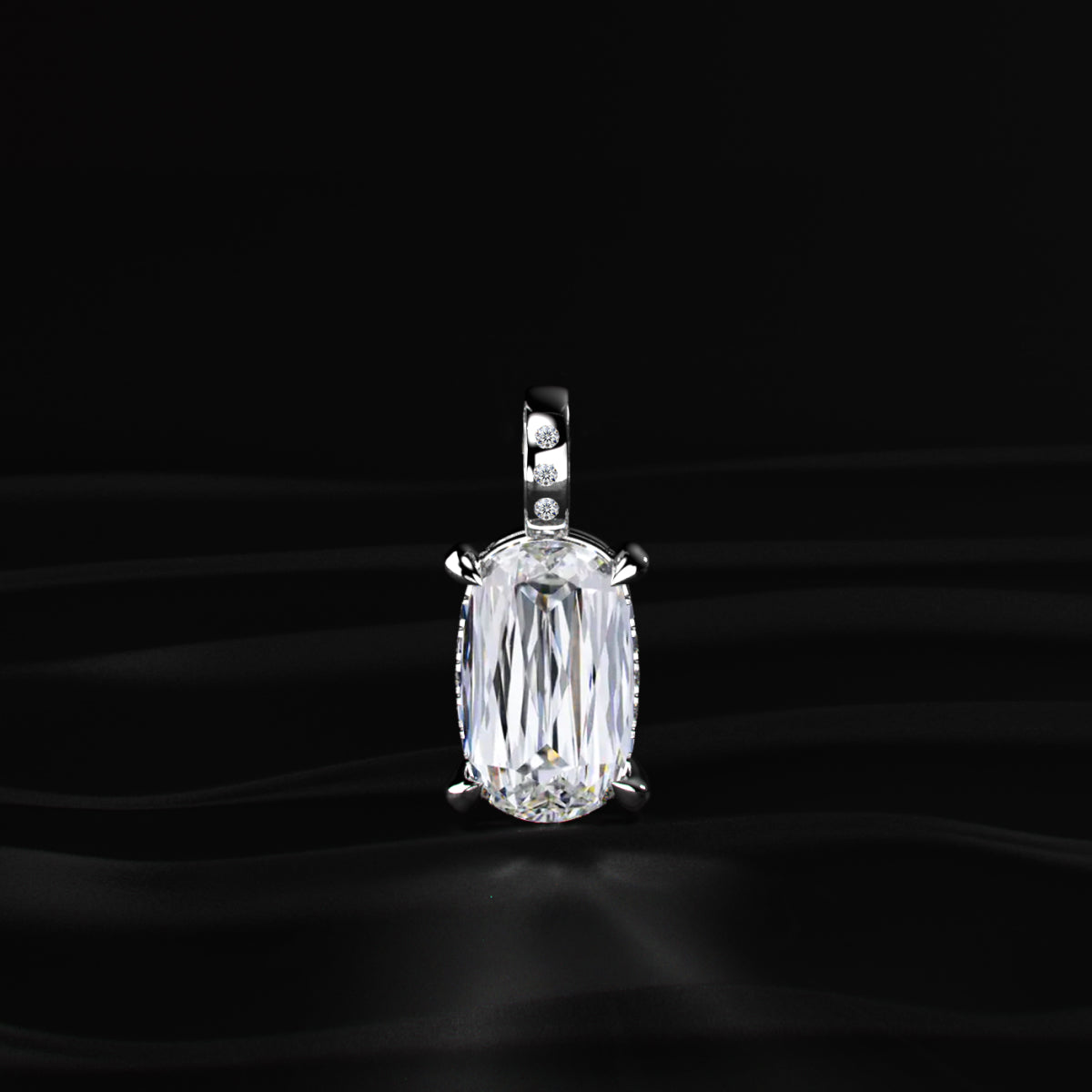 Mixed Cushion Cut Diamond Solitaire Pendant With Hidden Halo | Earthly Jewels