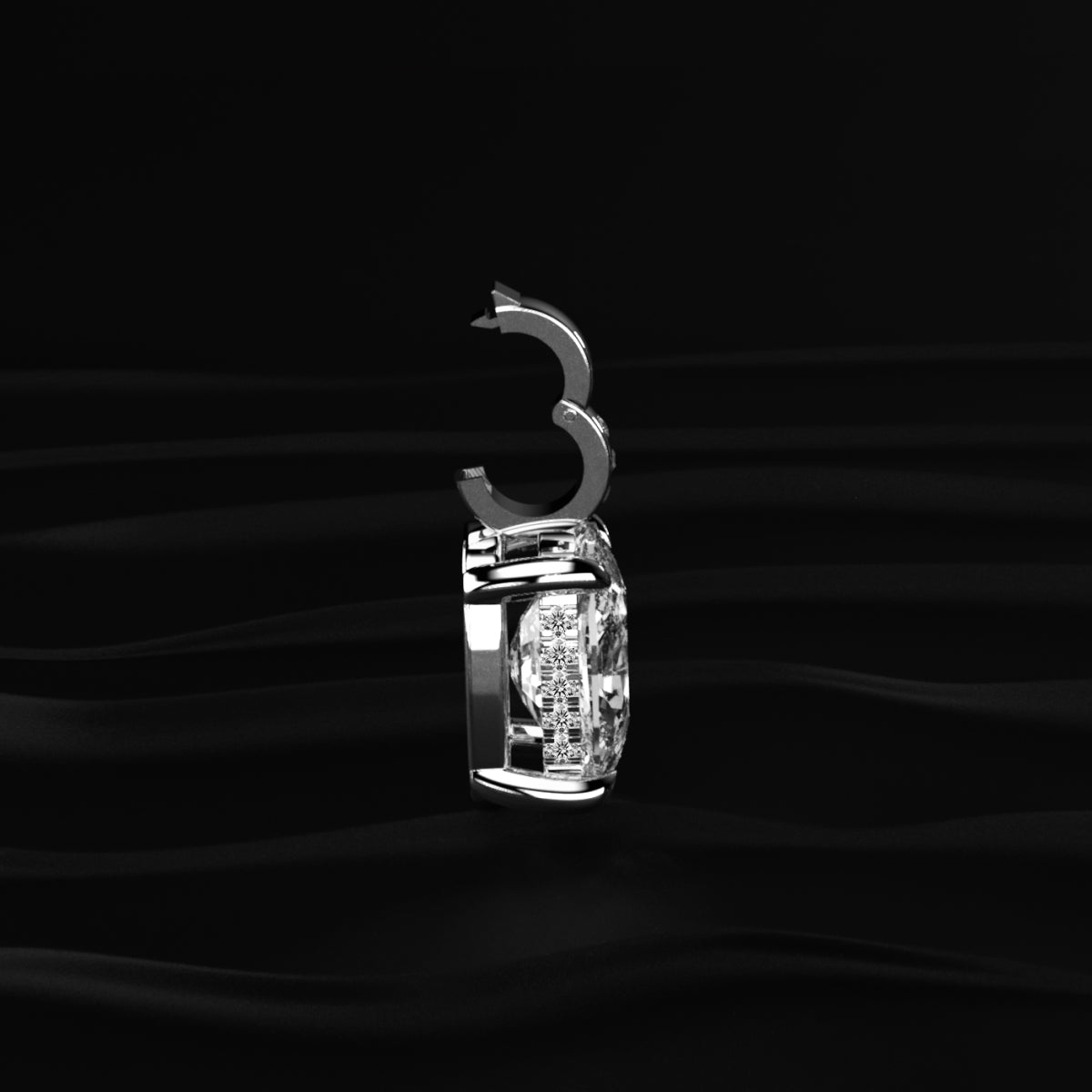 Mixed Cushion Cut Diamond Solitaire Pendant With Hidden Halo | Earthly Jewels
