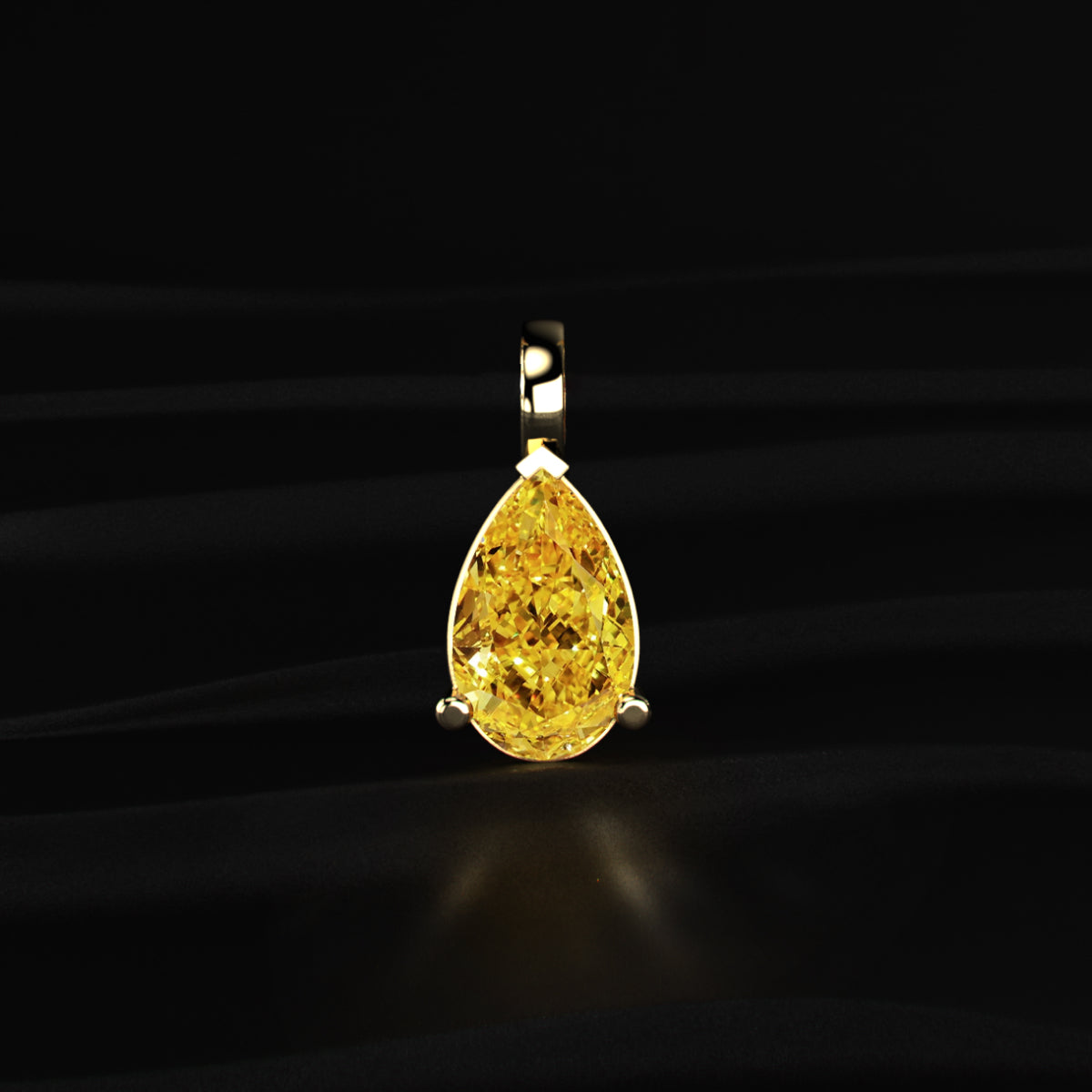 Yellow Pear Shape Solitaire Pendent | Earthly Jewels