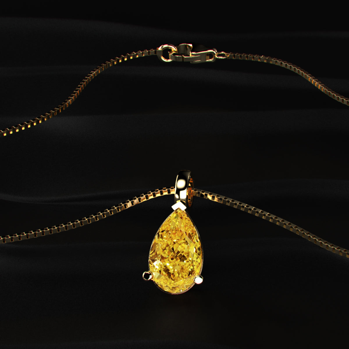 Yellow Pear Shape Solitaire Pendent | Earthly Jewels #shape_oval