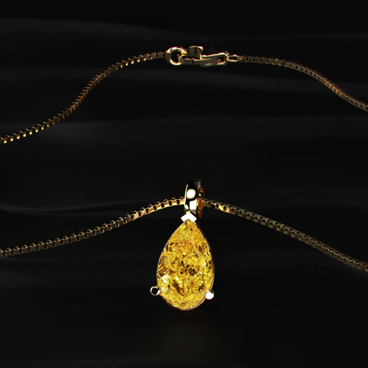 Yellow Pear Shape Solitaire Pendent | Earthly Jewels