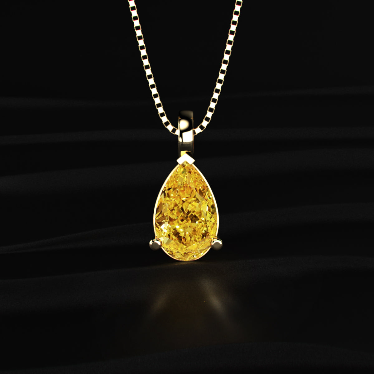 Yellow Pear Shape Solitaire Pendent | Earthly Jewels