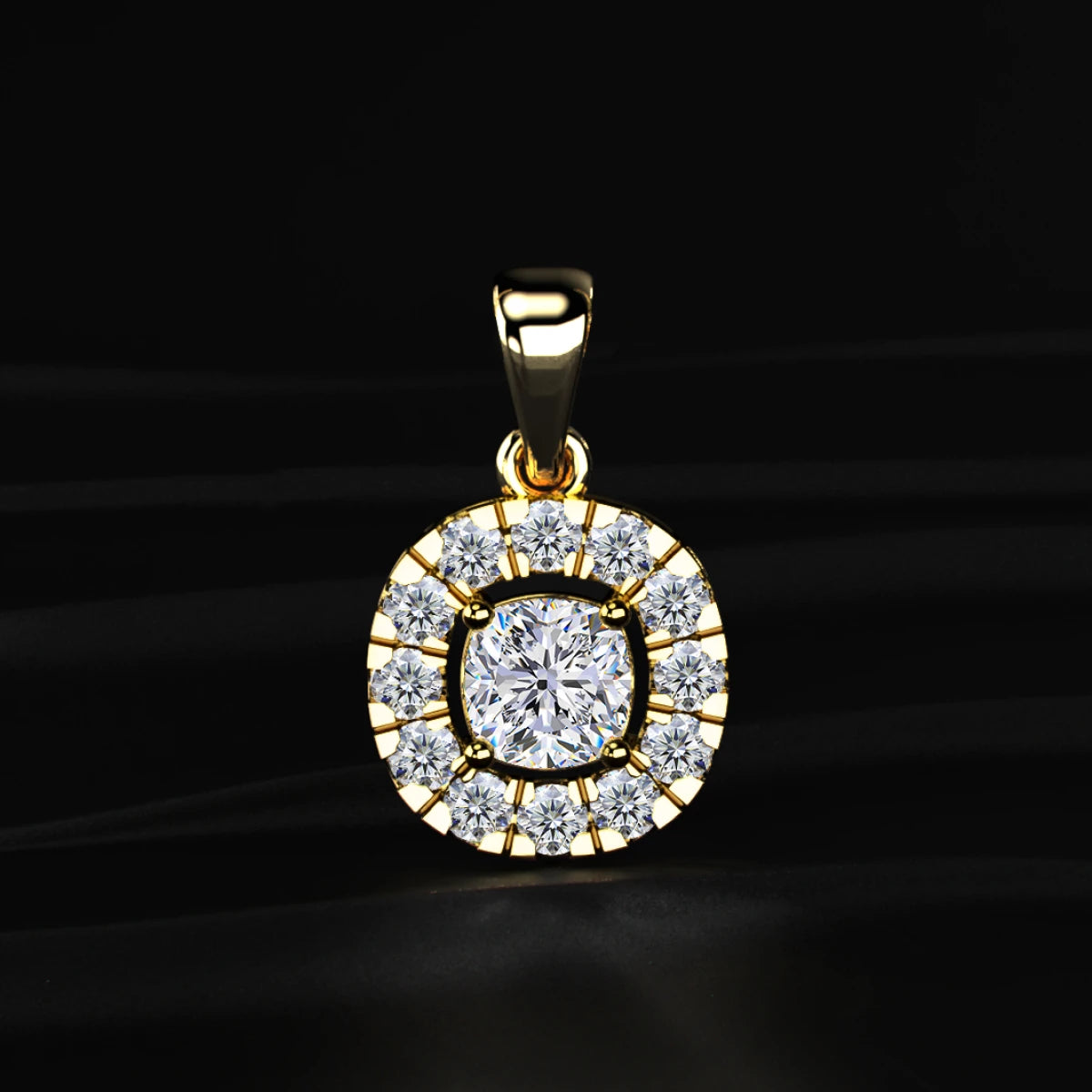 Cushion Diamond Pendant With Halo